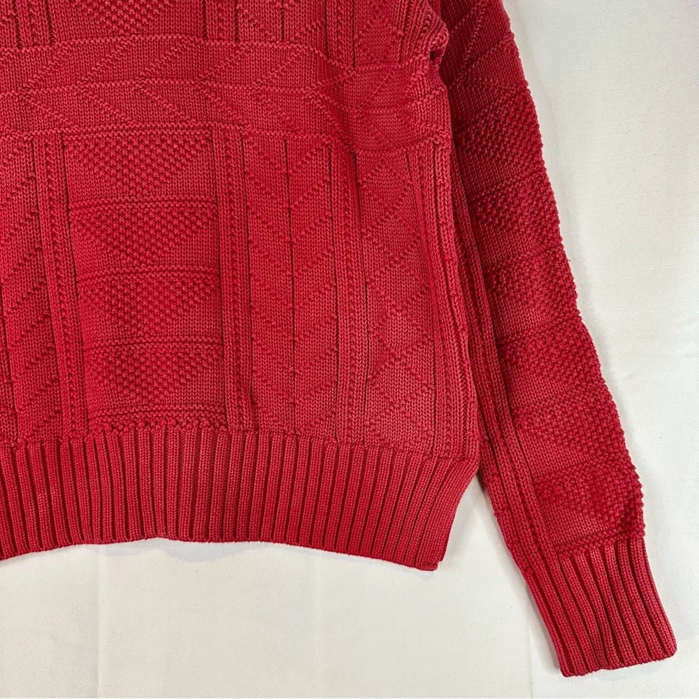 POLO RALPH LAUREN Men’s Size M Sweater Crew Neck Cotton Pullover Red Cable Knit